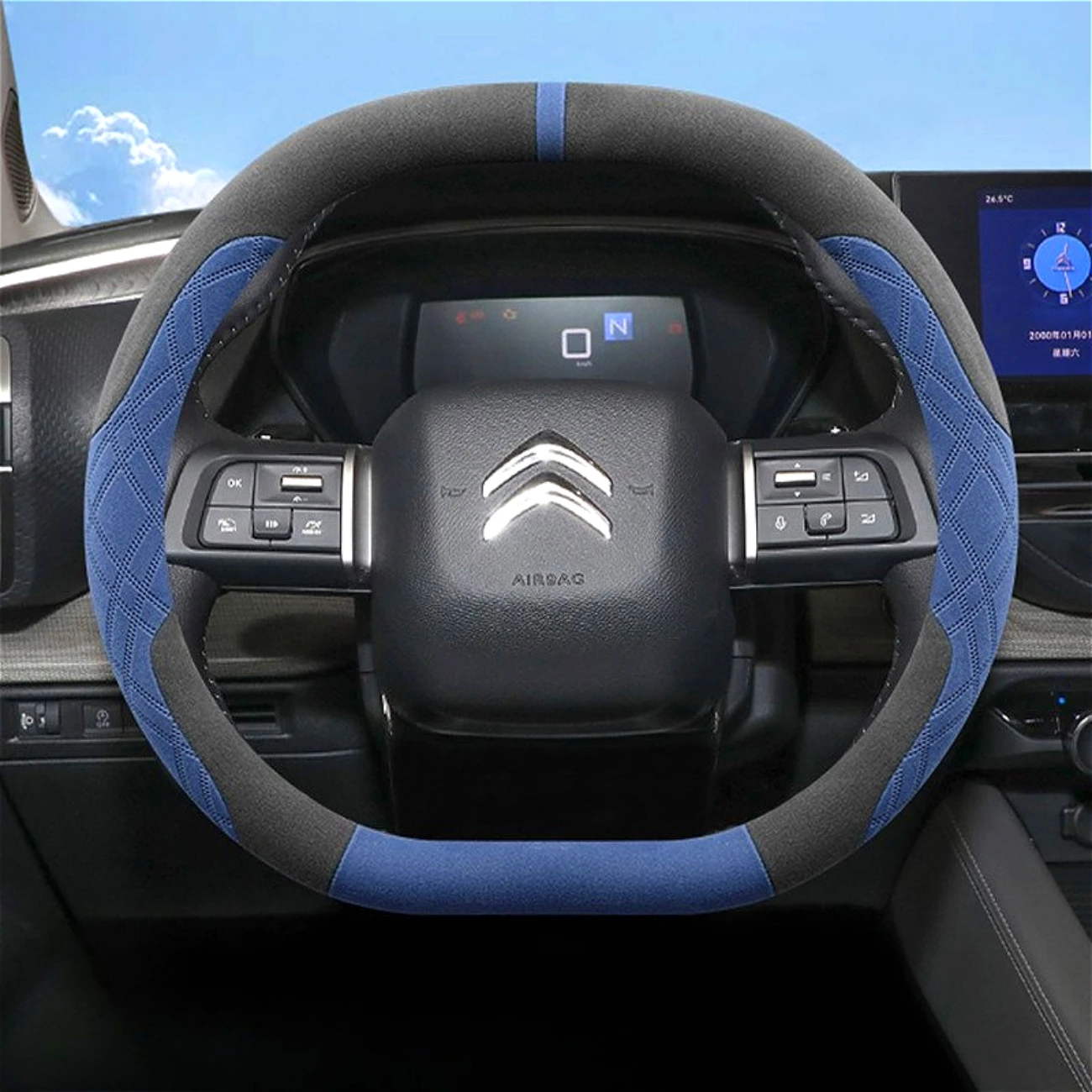 

New Sporty Suede Steering Breathable Car Steering Wheel Cover For Citroen C3 Aircross C5 X C5 Aircross 2025 2026 Accessories