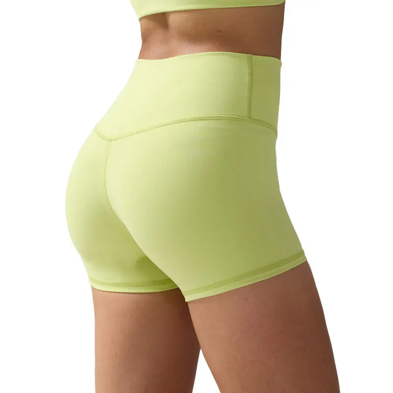 Tinta unita Donna Fitness Sport Yoga Corto Corsa Ciclismo Leggings da donna Pantaloncini da yoga a vita alta traspiranti ad asciugatura rapida