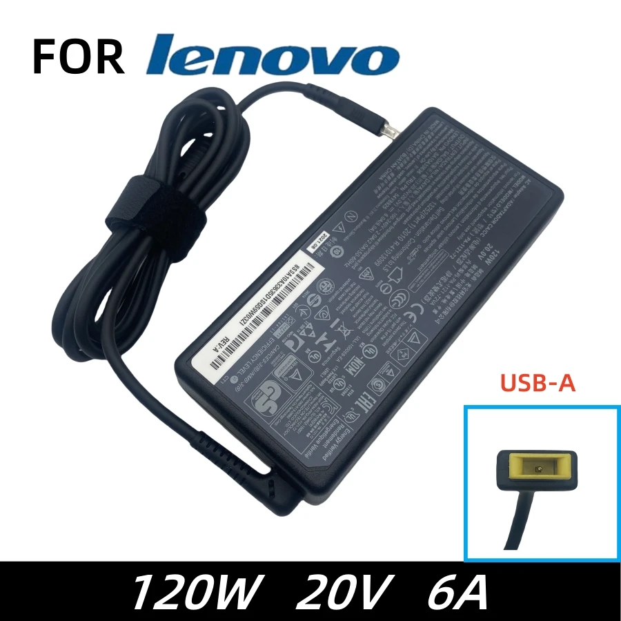 20 В, 6 А, 120 Вт, USB-контактный адаптер переменного тока для ноутбука Lenovo IdeaCentre C260 C350 C360 C460 C470 C560 Y70-70 Touch A7300 M700Z