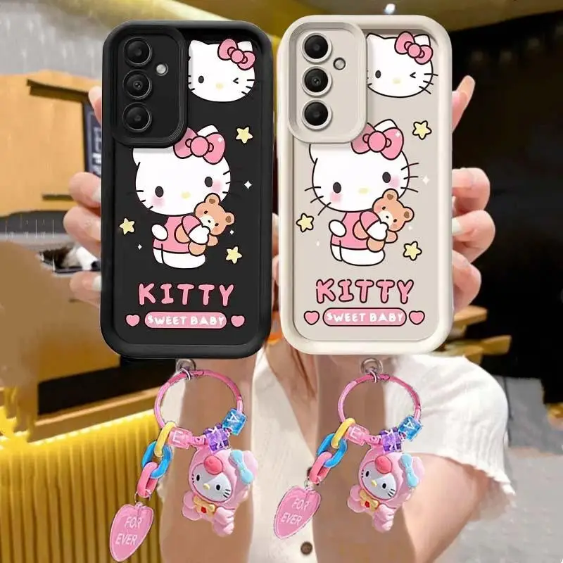 Sanrio Hello Kitty Keychain Phone Case For VIVO V40 V30 Pro V30E Y100 V29 Y15S V23E Y16 Y17 Cover Funda Soft