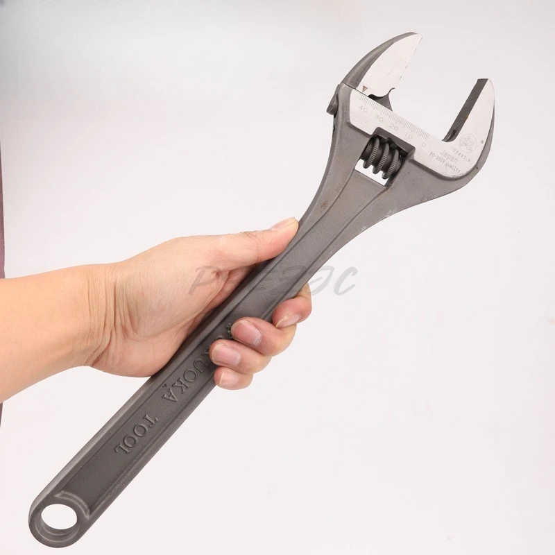 15 Inch Long Handle Adjustable Wrench Industrial Grade Heavy-duty Pipeline Board Light Handle Maintenance Manual Tool