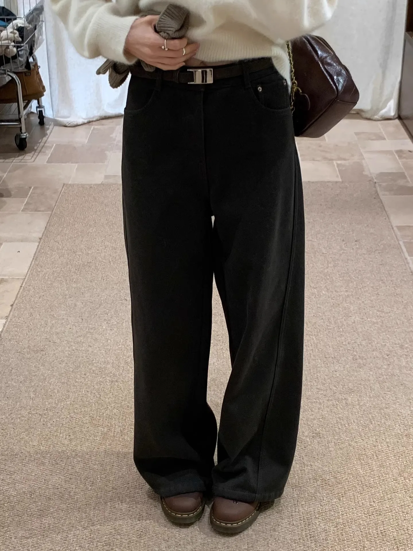 

BRIVIN Korean Sle High Waist Fce Lined Wide Leg Pants Women's Belted Casual Trousers Spring 2026 Faion Sensation