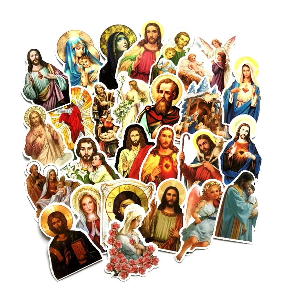 68pcs Jesus Christian Religion Stickers Phone Laptop Car Case Freezer Luggage Wall Waterpoof DIY Graffiti Sticker Toy