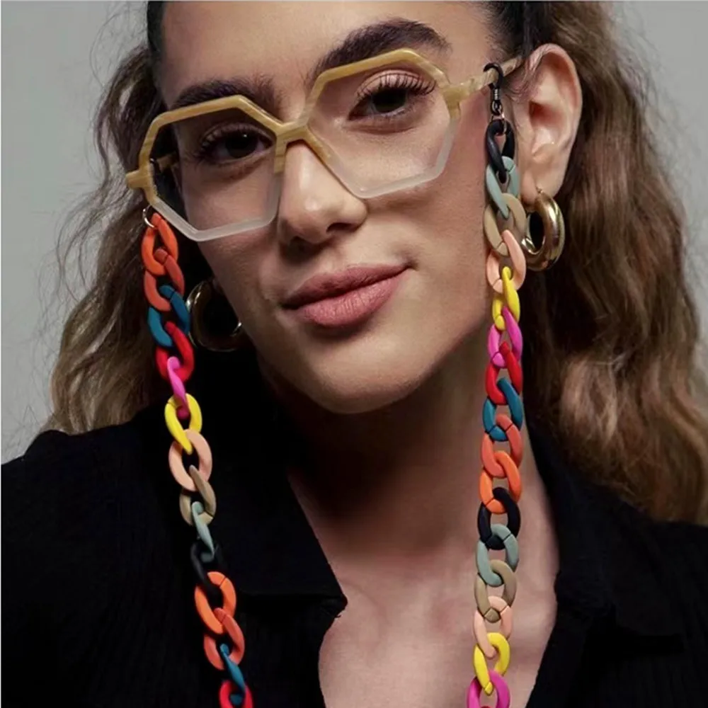 Fashion Matte Color Acrylic Sunglasses Chains For Women Men Reading Glasses Chains Eyewear Cord Holder Neck Chain Strap Lanyard