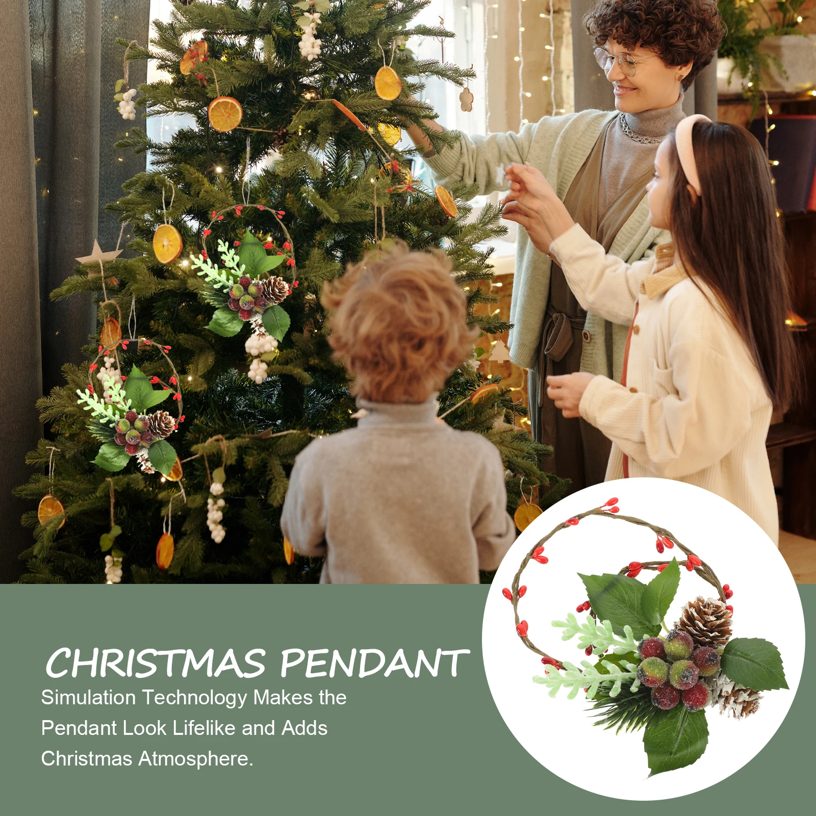 

Christmas naments Mini Wreath Hanging Decoration Xmas Tree Pendants Pine Cone Double Vine Ring Festive Home Party DIY Decor