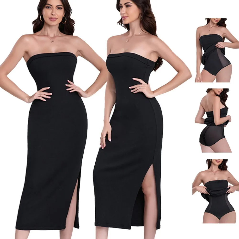 

Corset Shaper Sexy Backless European Style Jumpsuit Women's Bodycon Shaping Dress, Slit Maxi Dress Cross Border Shaping Dress