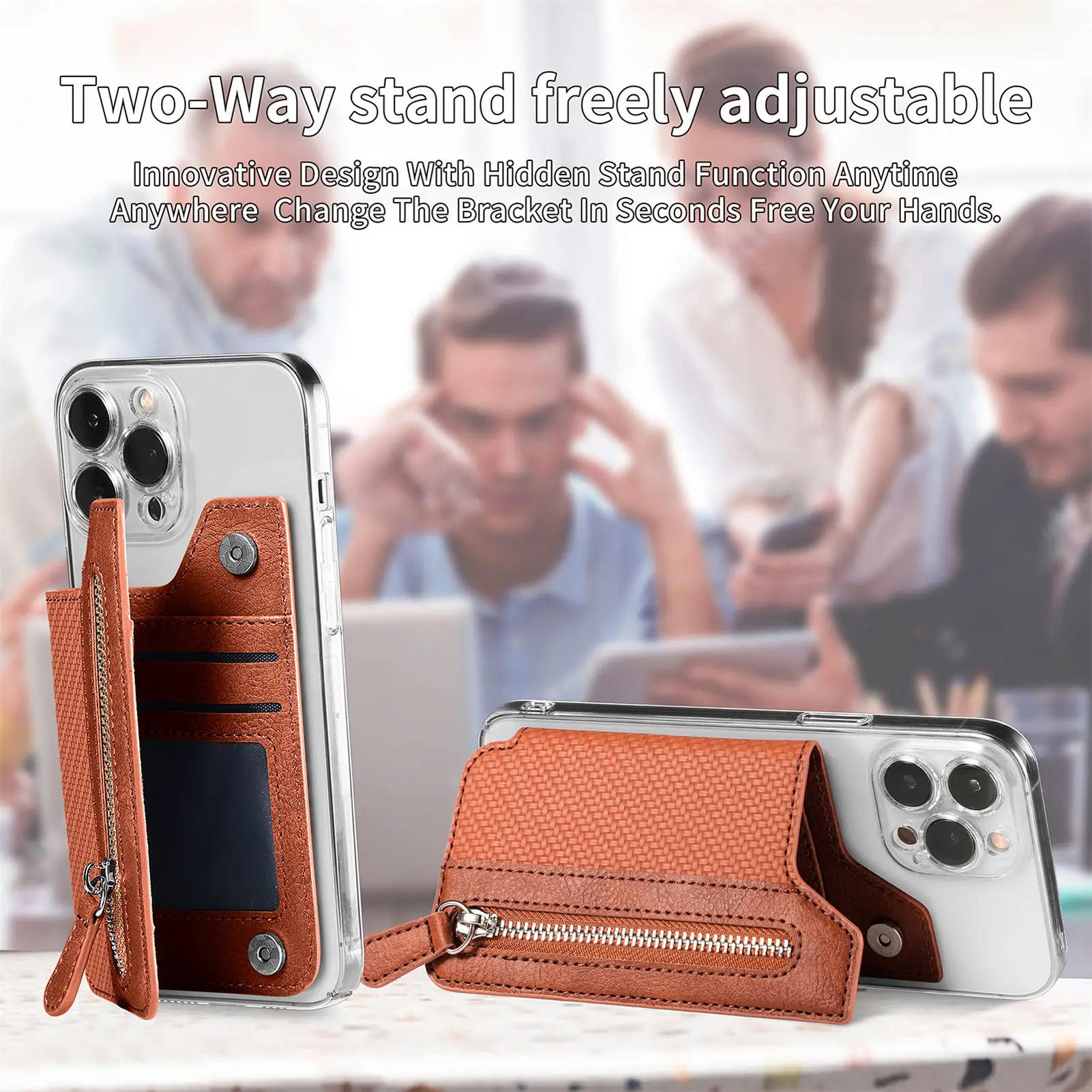 New PU Leather Phone Card Slot Holder Pure Color Phone Holder Wallet Case for Cell Phone IPhone Samsung Huawei Xiaomi Oppo Vivo