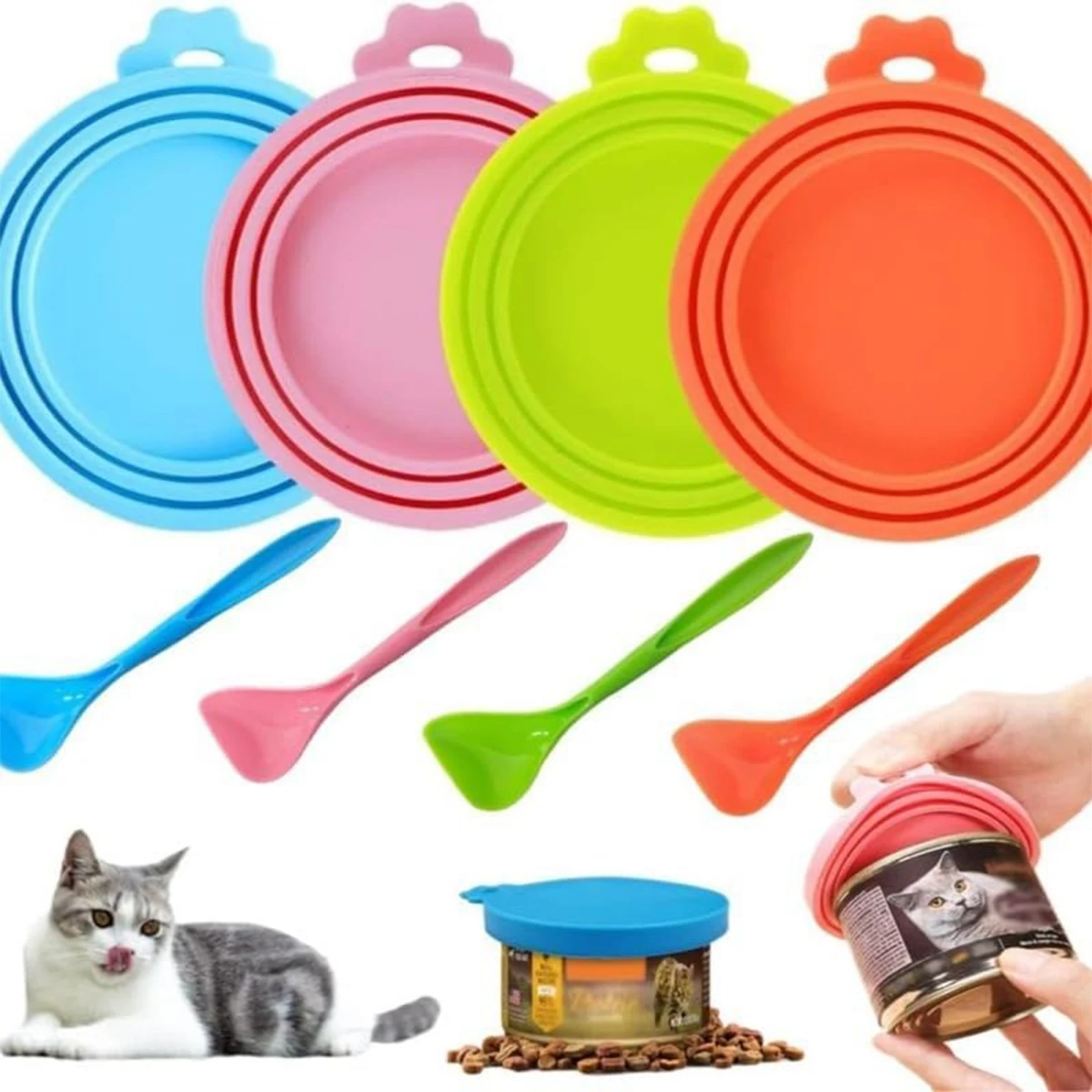 Pet Can Lid Three In One Food Sealing Lid Fresh-Keeping Silicone Lid Pet Cat And Dog Food Silicone Can Lid