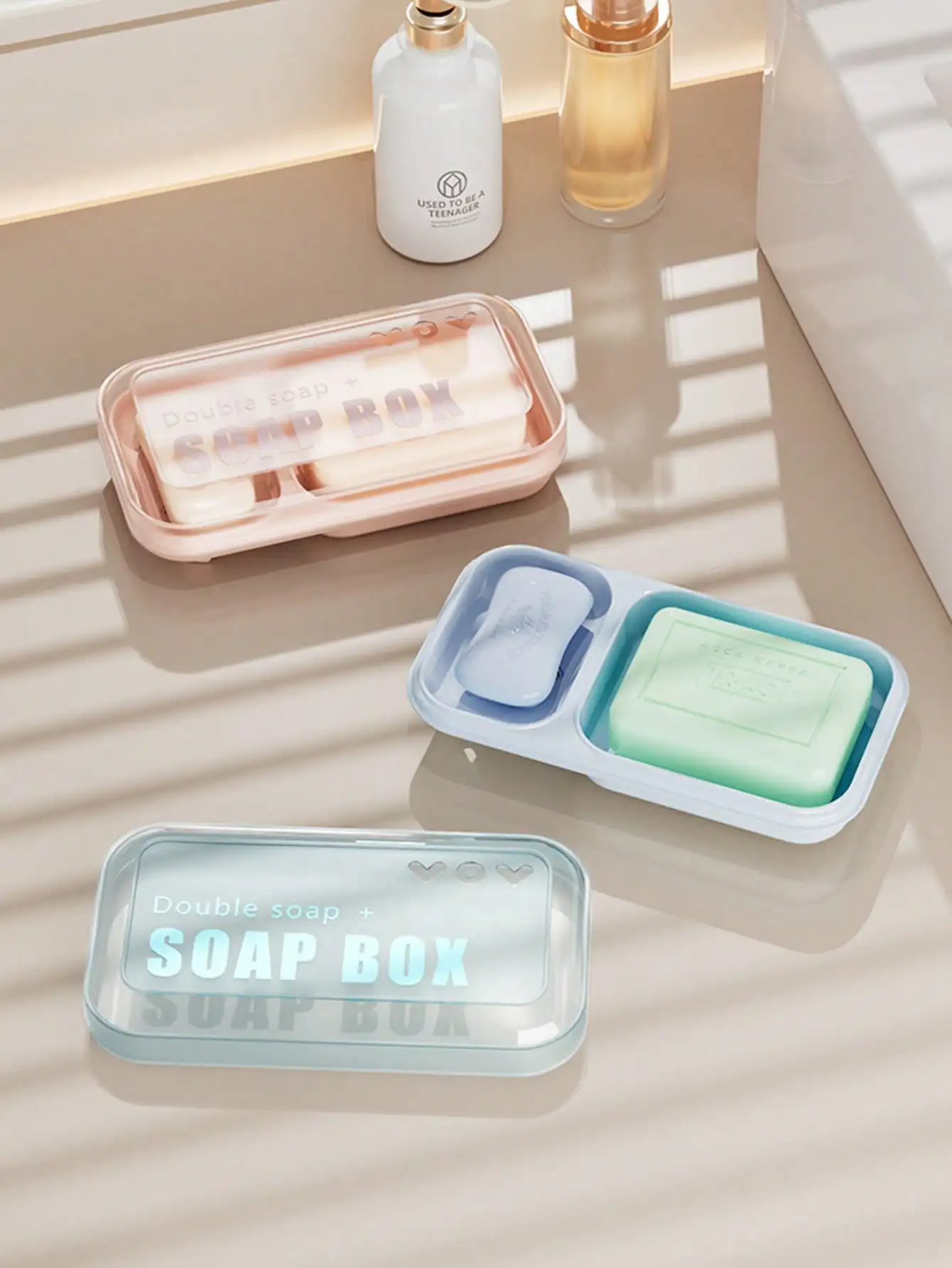 1pc Double Layer Soap Dish With Drainage, Covered Dustproof 