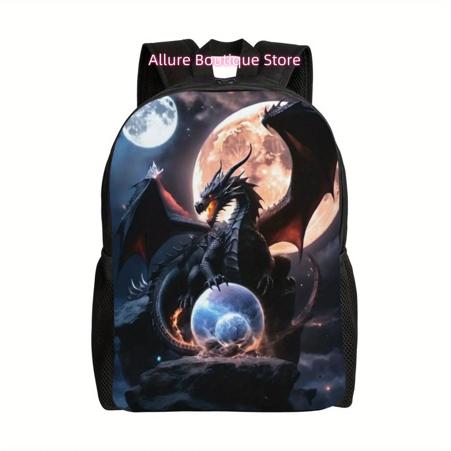 Dragon Under Moonlight Backpack, Multiple Purpose Bag For Men And Women Travel Hiking, Computer Backpack