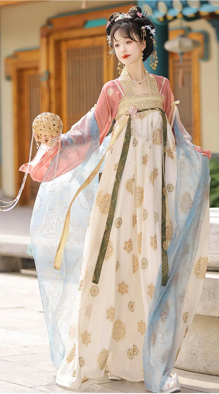 Ancient Chinese Style Traditional Women's Han Costume Women Elegant Floral Hanfu Set Women Vintage Oriental Hanfu Dress Set image 5