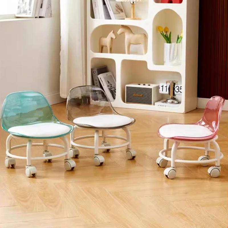 Small Low Stool with Wheel Toddler Stool Household Lazy Roller Skating Small Chair Acrylic Material Furniture Minimalist Modern view 3