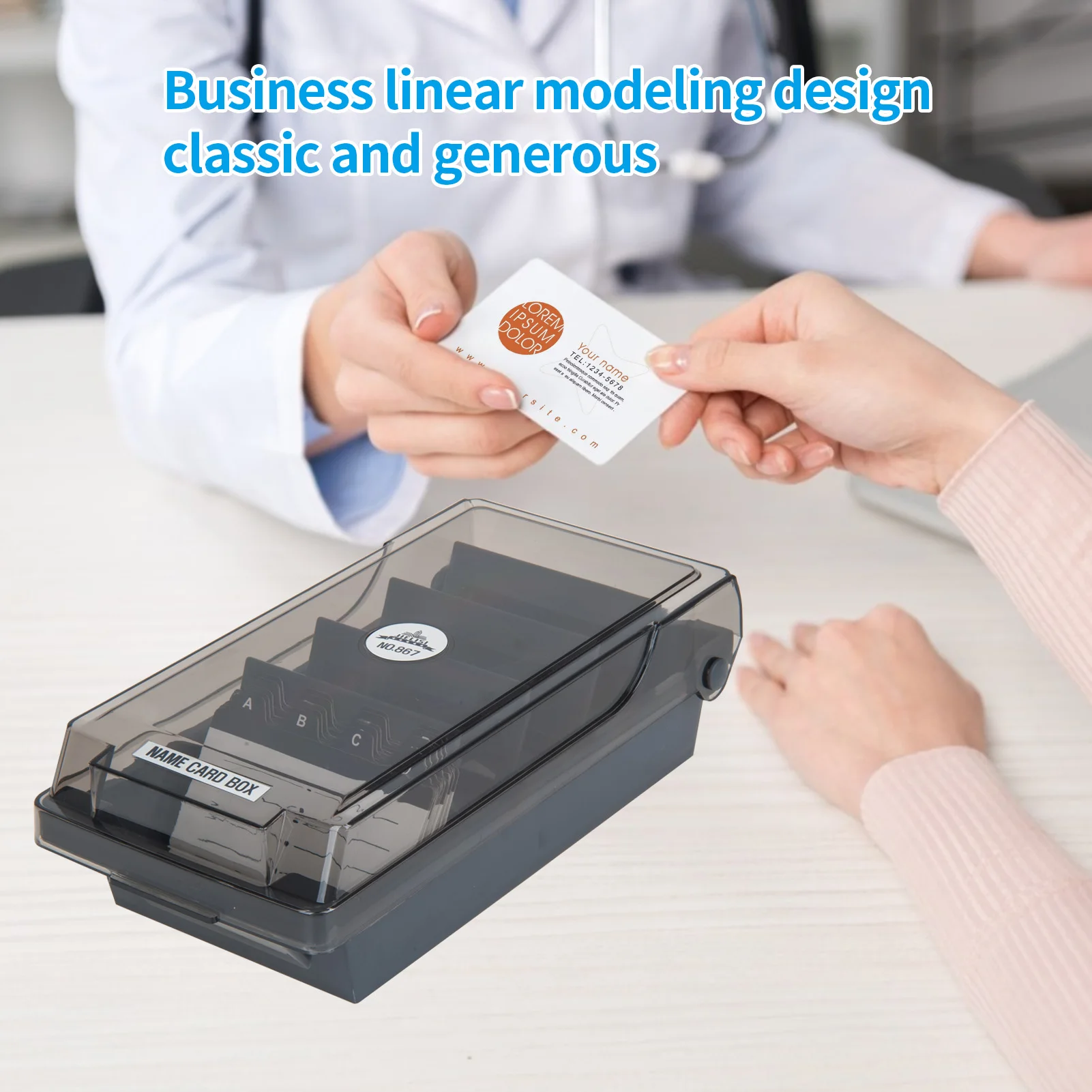 JIELISI Name Card Box Business Card Holder For Desk With Dividers And Index Tabs For Men And Wowen 500 Cards Capacity