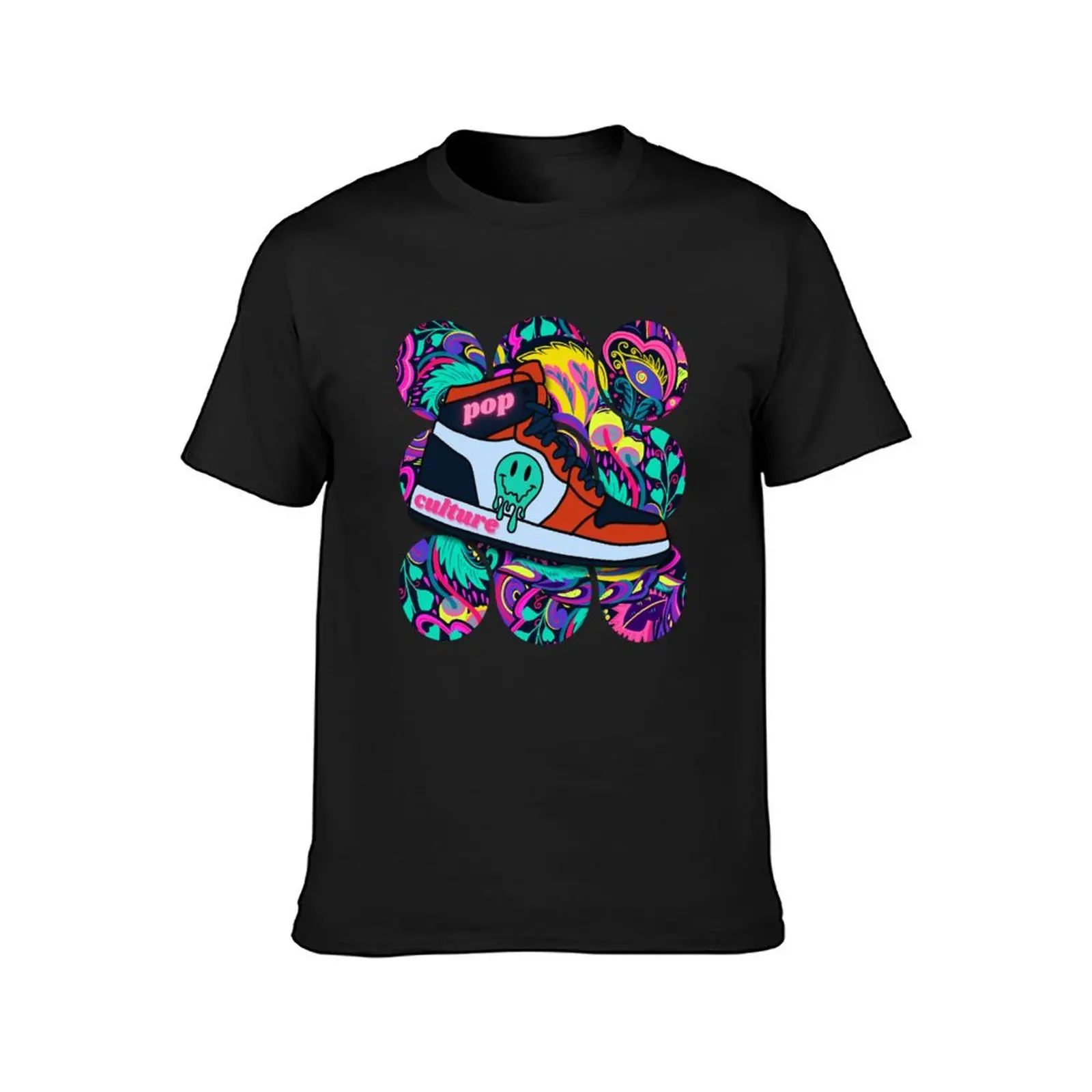 pop culture, sneaker tribute design, trippy background T-shirt sweat t shirts men