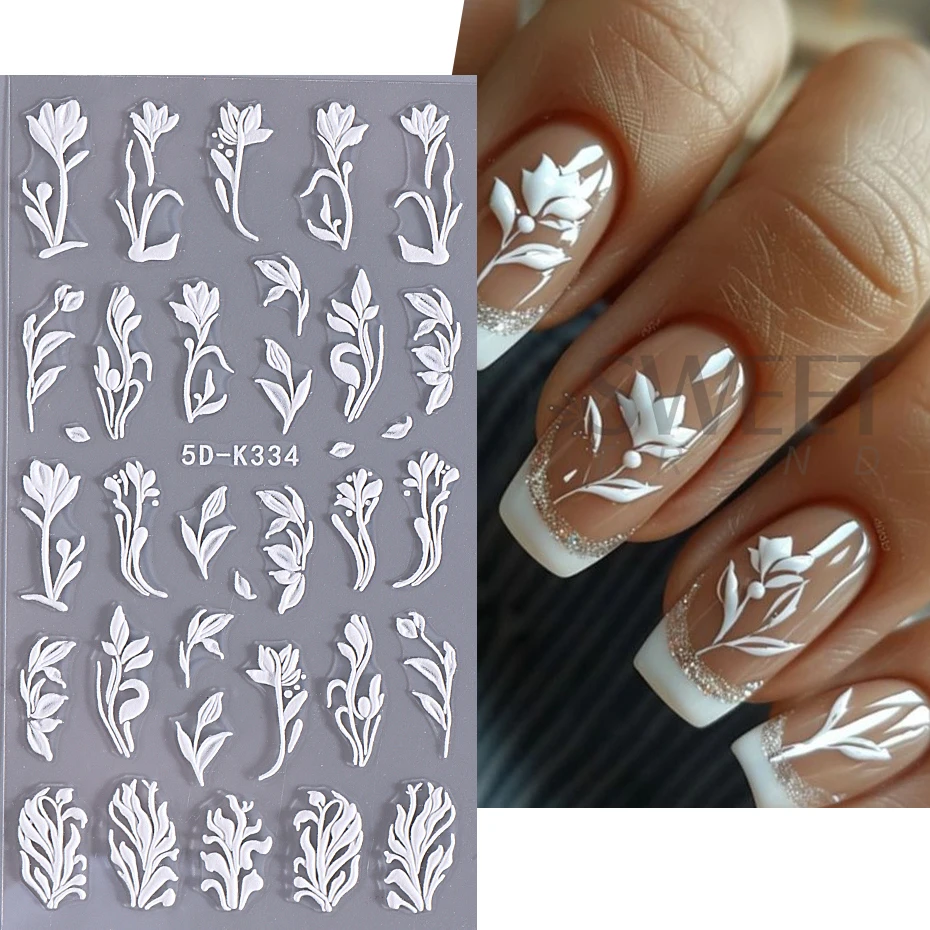 Adesivi per Nail Art con fiore in rilievo 5D semplice acrilico colorato petalo fiori di giglio linee decalcomanie adesive cursori decorazione per