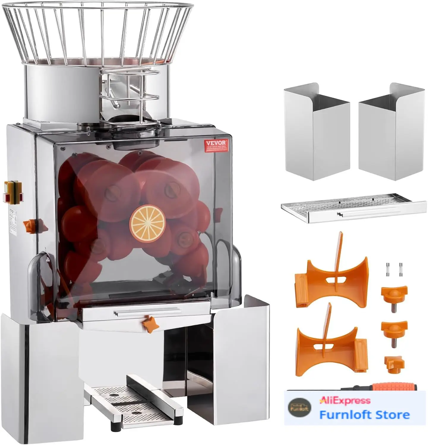 Commercial Orange Juicer Machine, 120W Automatic Feeding Juice Extractor, Stainless Steel Juice Extractor for 25 Oranges Per