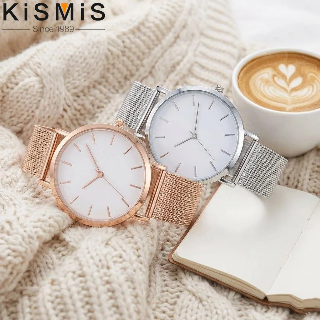 

Ultra Thin Quartz Watch for Women Stainless Steel Mesh Band Elegant Business Design Fashion Watch