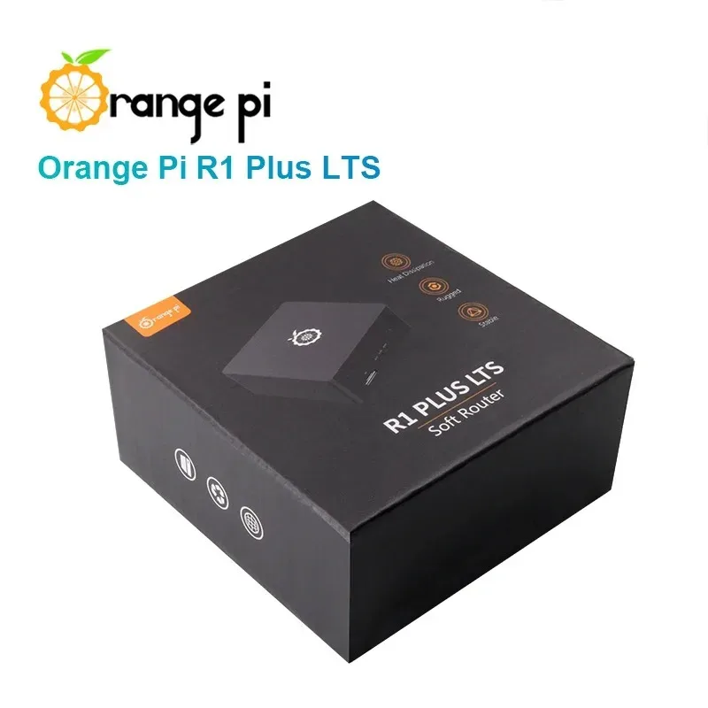 Glow Orange Pi R1 Plus LTS 1 GB RAM RK3328 SBC Single Board Computer Dual Gigabit OpenWrt montiert mit Metall Sot Ro