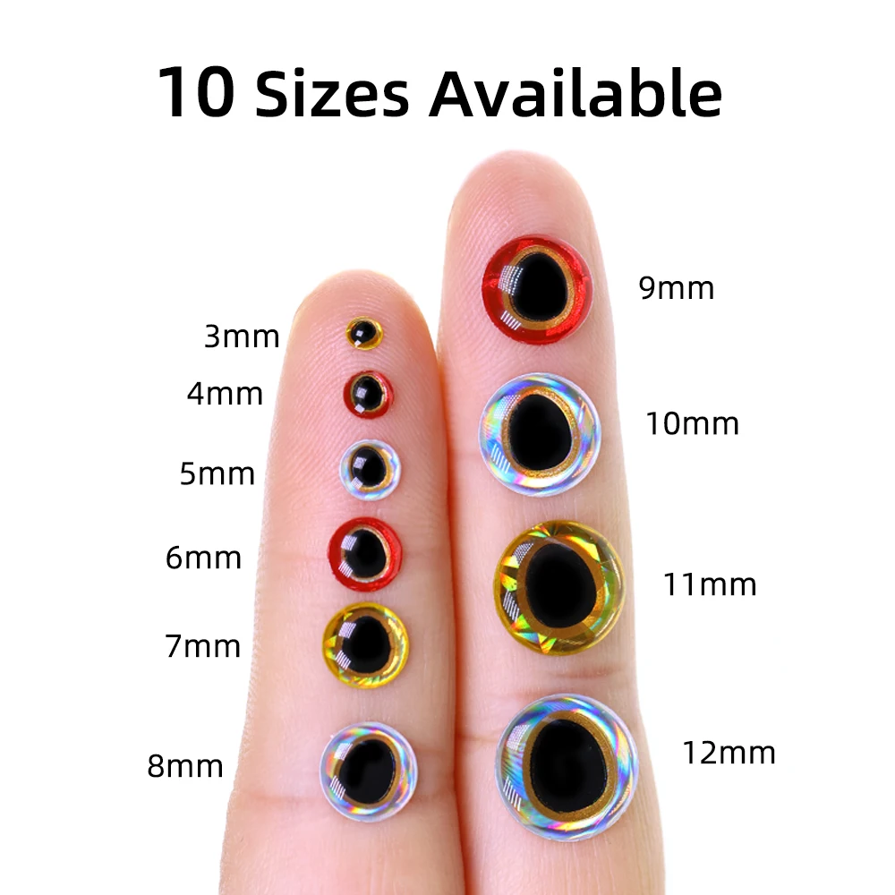 Wifreo 100 pièces 3mm -12mm holographique 3D époxy yeux de poisson en plastique leurre de pêche yeux pour mouche attachant Streamer mouches appât dur doux