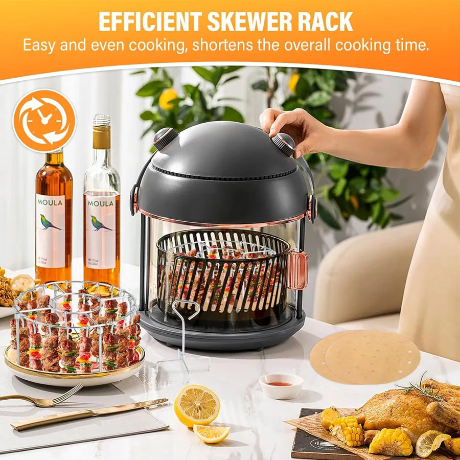 

D5 Air Fryer Stainless Steel Vertical BBQ Grill Rack Detachable String Grill Vertical Barbecue Skewer Bracket 24 Baking Needle