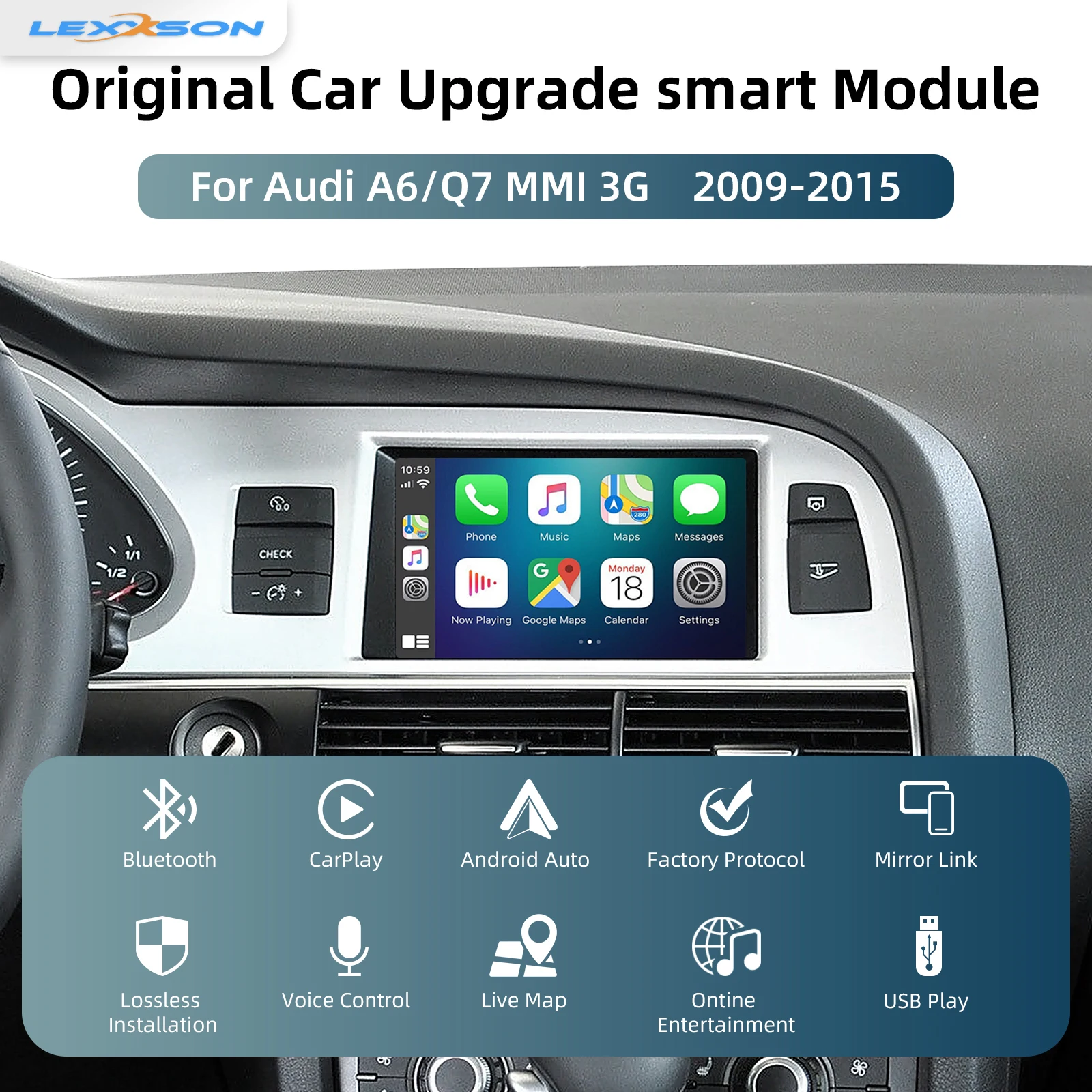 LEXXSON Draadloze CarPlay/Android Auto Auto-modificatie voor Audi A6/Q7 MMI AirPlay Mirror Link Multimedia - afbeelding 2