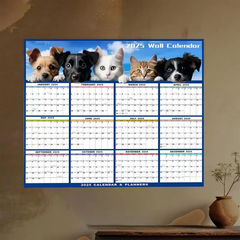 2025 Wall Calendar Erasable 12-Month Planner Yearly Laminated Calendar Large Yearly Planner For Kids Adults Family