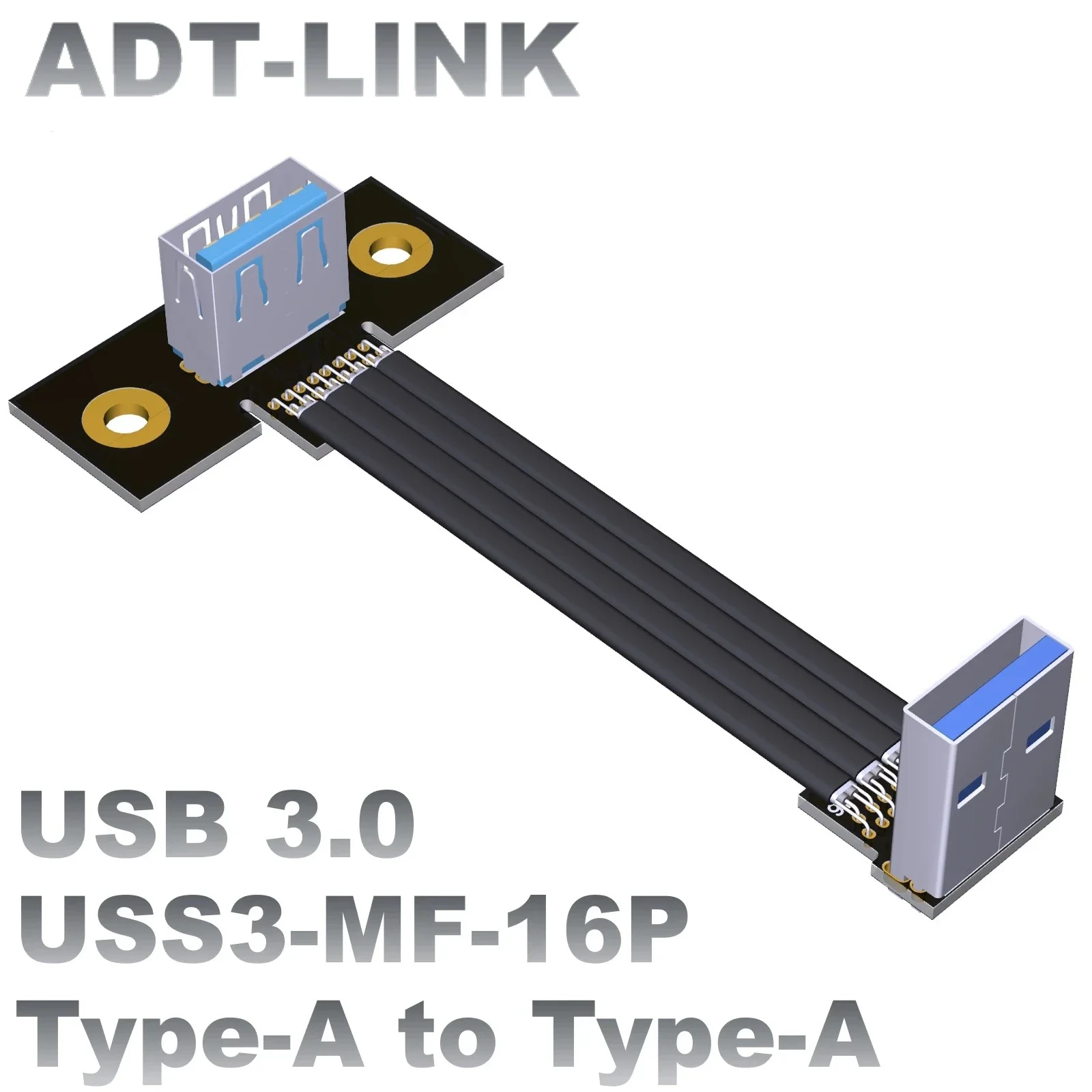 

ADT-Link USB 3.0 тип A штекер к типу A 16P Гнездо гибкий ленточный кабель экранированный FPV плоский кабель 90 градусов 5 Гбит/с винтовым отверстием