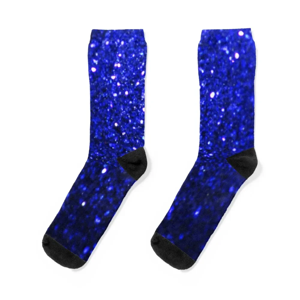 Sparkling Dark Blue Glitter Socks essential floor Male Socks Women's