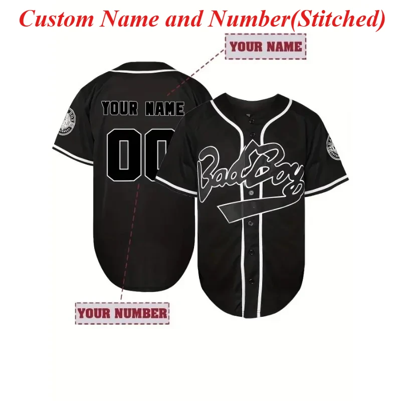 Custom Name And Number Men's Baseball Jersey Embroidered Bad Boy Short Sleeve Breathable Sportswear Men Clothing DIY T-Shirt