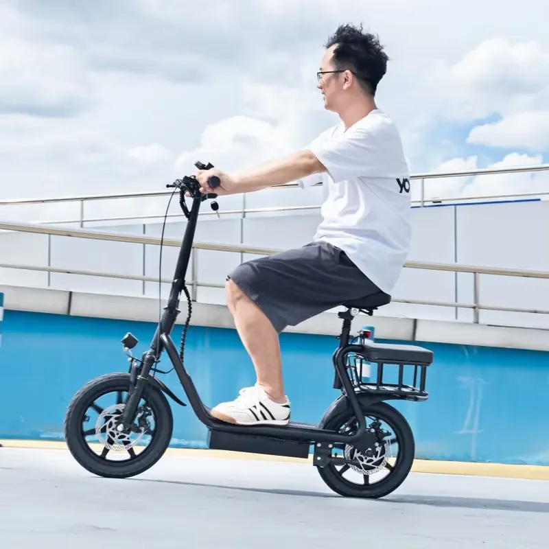 

500W Foldable Electric Scooter with Seat and Cargo Basket for Adults 14 Inch Inflatable Tires EU UK US Local Stock