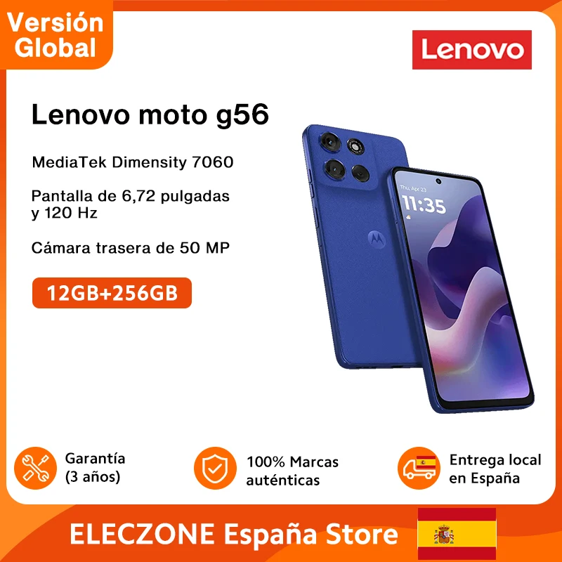 Version mondiale Lenovo moto g56 5G Motorola g56 5G MediaTek Dimensity 7060 6.72 pouces 120Hz affichage 50MP cam�ra arri�re IP68 et IP69