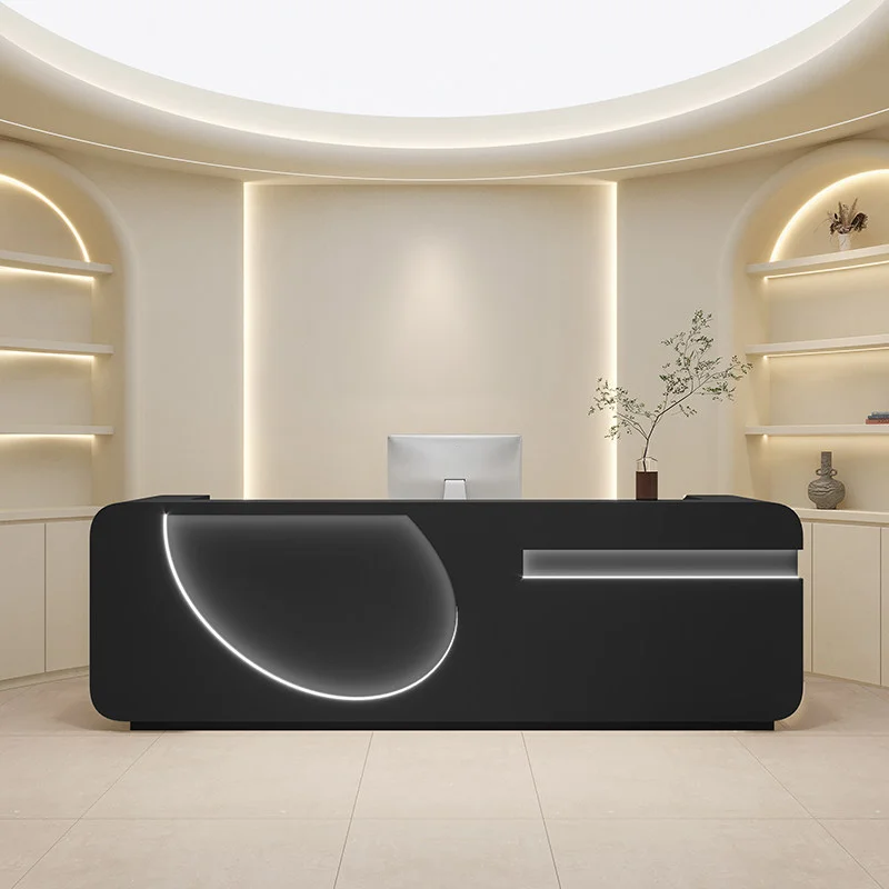 *#o Simple Style High Gloss Painting Reception Counter Lacquered Office Reception Desk Company Welcome Consultation Desk Factory