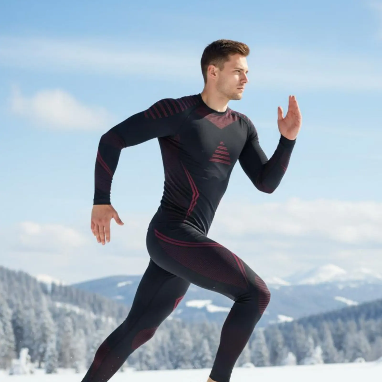 Ski Base Layer Set Sweat Wicking Men's Thermal Set Long Sleeve Thermal Shirt and Pants Warm Sports Clothing Winter Ready