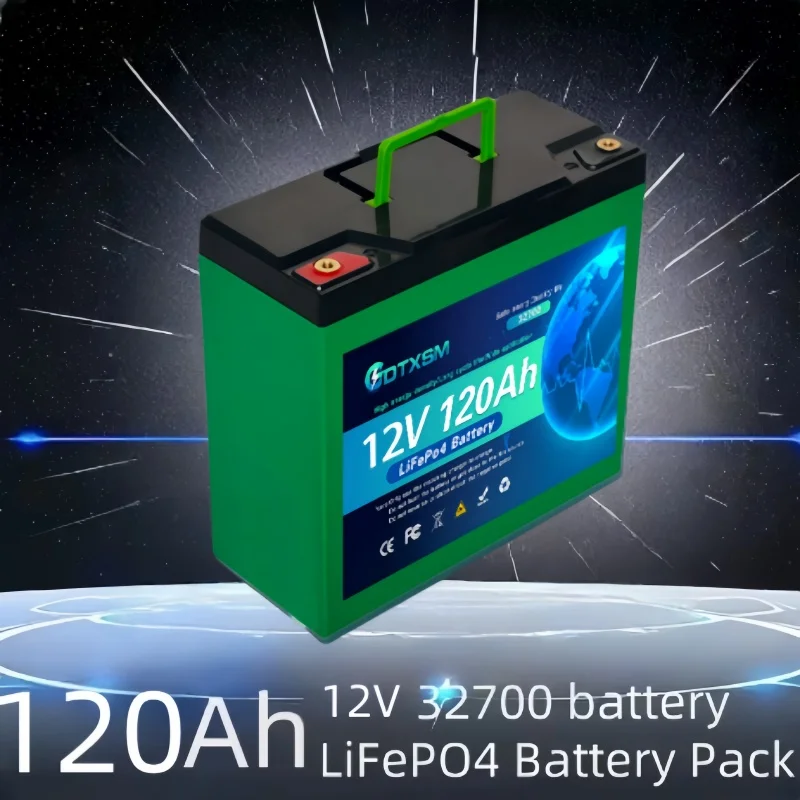 

LiFePO4 12V 32700120AH battery has 100msrv rechargeable lithium iron phosphate solar off-grid battery.