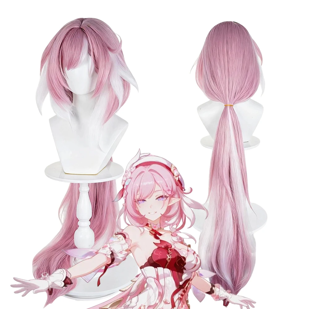 Spiel Honkai Impact 3 Elysia Cosplay Perücke Frauen Lolita Rosa Langes Haar Hitzebeständige Synthetische Perücke Karneval Halloween Prop