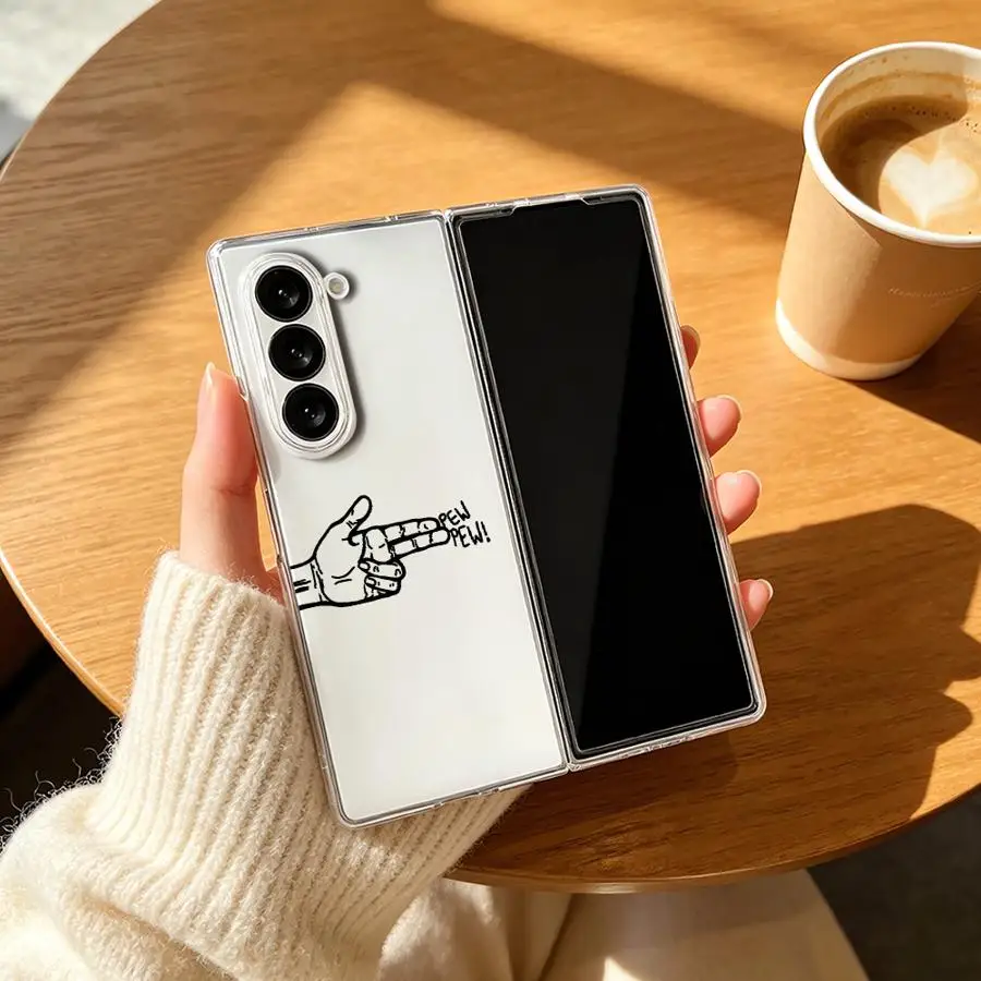 Gesture Penpen Pattern Transparent Soft Phone Cover Case for Samsung Galaxy ZFold5 Z Fold 7 6 5 4 3 ZFold4 ZFold7 ZFold6 ZFold3