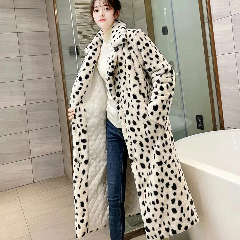 Long Warm Faux Fur Coat Women Winter 2024 New Fluffy Jacket Belt Lapel Plush Fur Coat Long Sleeves Furry Overcoat Streetwear