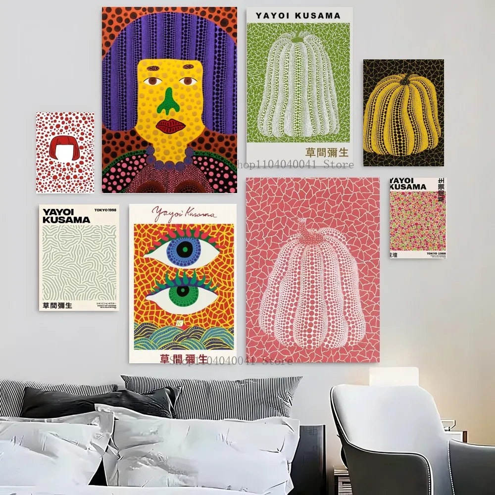 1PC Japanese Yayoi Kusama Poster Paper Print Home Living Room Bedroom Entrance Bar Restaurant Cafe Art Painting Decoration