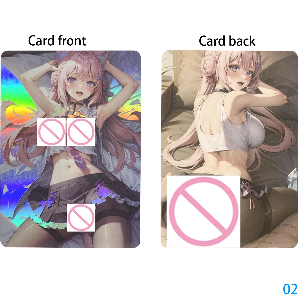 55Pcs/set Anime Sexy Nude Card Rem Shirogane Noel Hoshimati Suisei Big Chested Big Butt Collection Card Refractive Color Flash