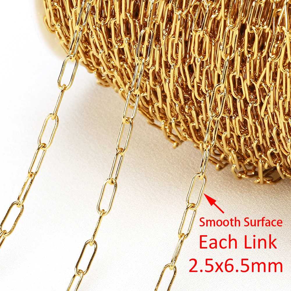2Meters 2.5mm Gold Stainless Steel Chains for Jewelry Making DIY Necklace Bracelet Choker Accessories Closed Link Oval Chain