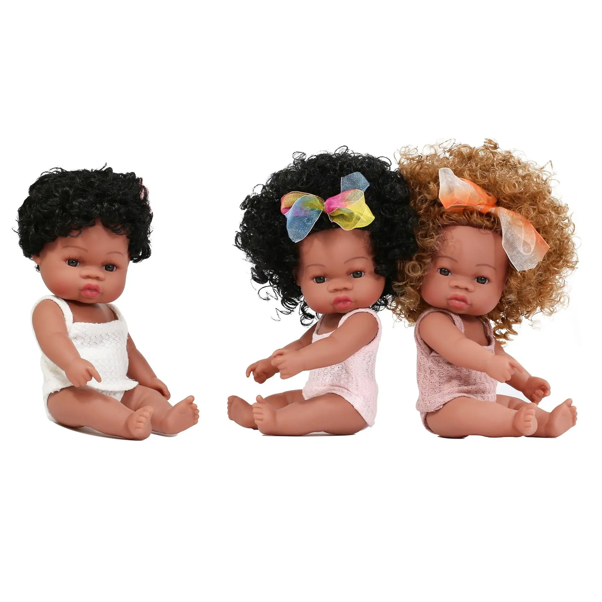 33cm Cute African Black Reborn Doll Simulation Vinyl Newborn Reborn Doll Joints Movable Children Play House Toys Birthday Gift