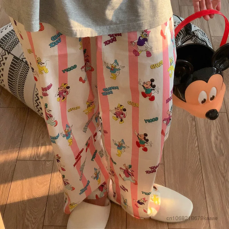 Disney Cartoon Casual Pants Y2k Girl Cute Mickey Donald Duck Print Harajuku Kawaii Trousers Women Korean Aesthetic Spring Pants