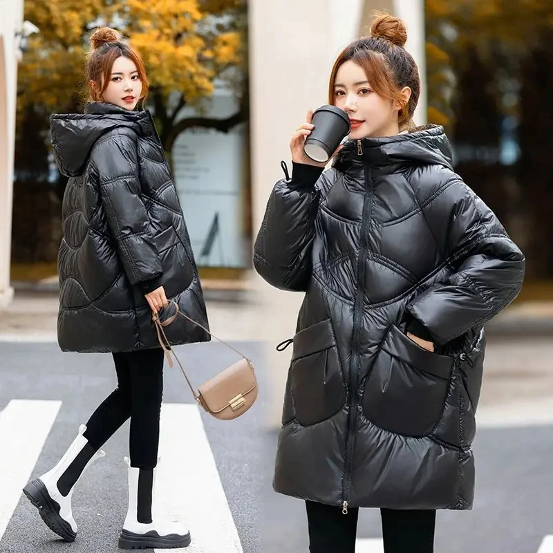 2023 New Winter Parkas Hooded Down Cotton Jacket Female Casual Loose Warm Cotton Padded Jackets Parka Outerwear Women Overcoat