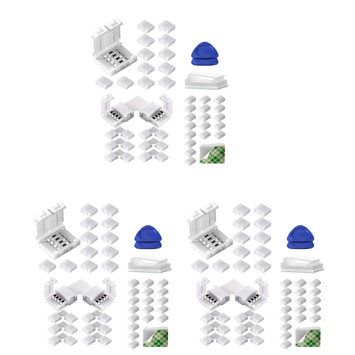 A72P 3X LED Light Strip Connectors 4 Pin RGB LED Lights Connectors, Gapless, L Shape Connectors for SMD 5050 LED Strip