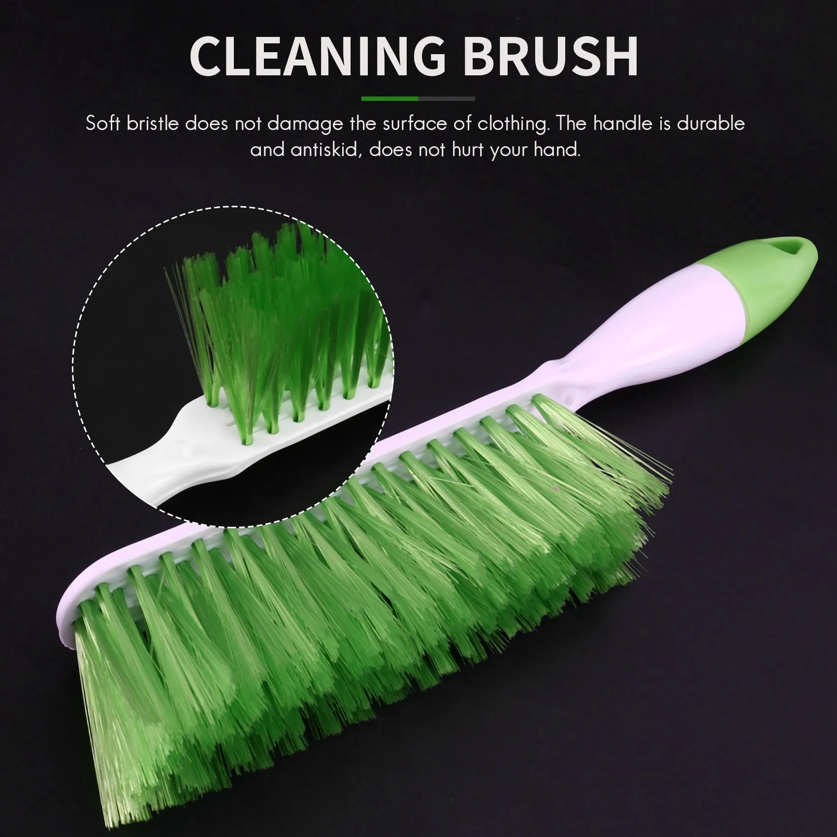 Bed Sheets Debris Cleaning Brush Soft Bristle Clothes Desk Sofa Duster Small Particles Hair Remover (Green)