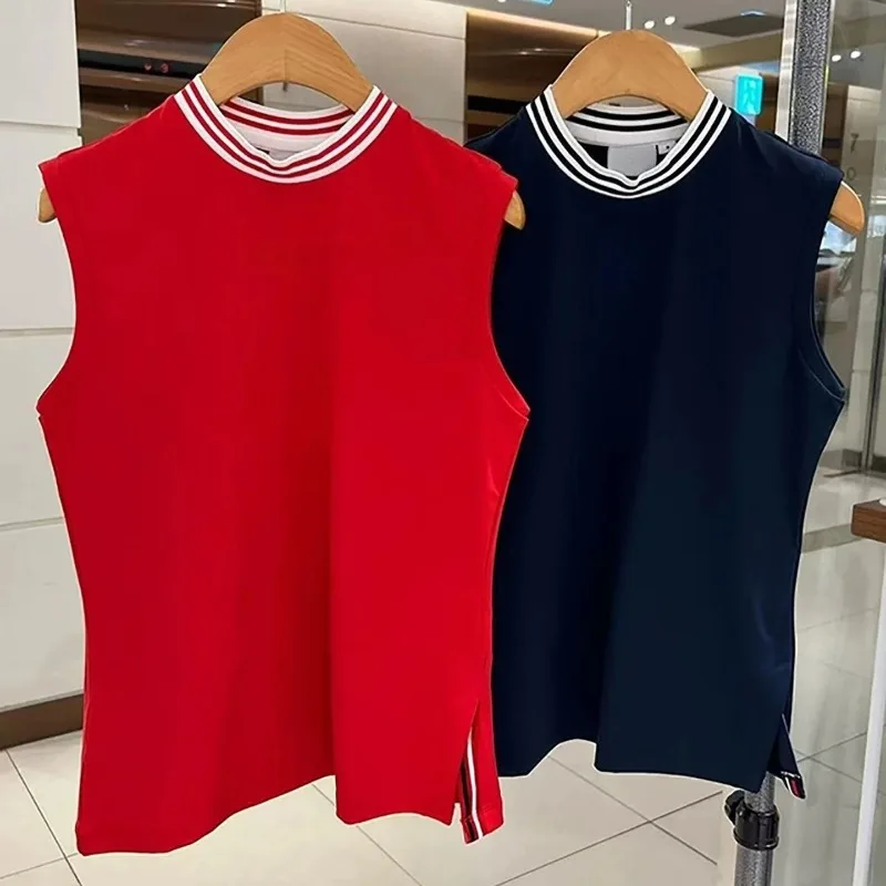 

New 2026 Golf Striped Crew Neck Vest, Quick-Dry Breathable Sports Sleeveless Top, Women's Outdoor Casual Tank Top