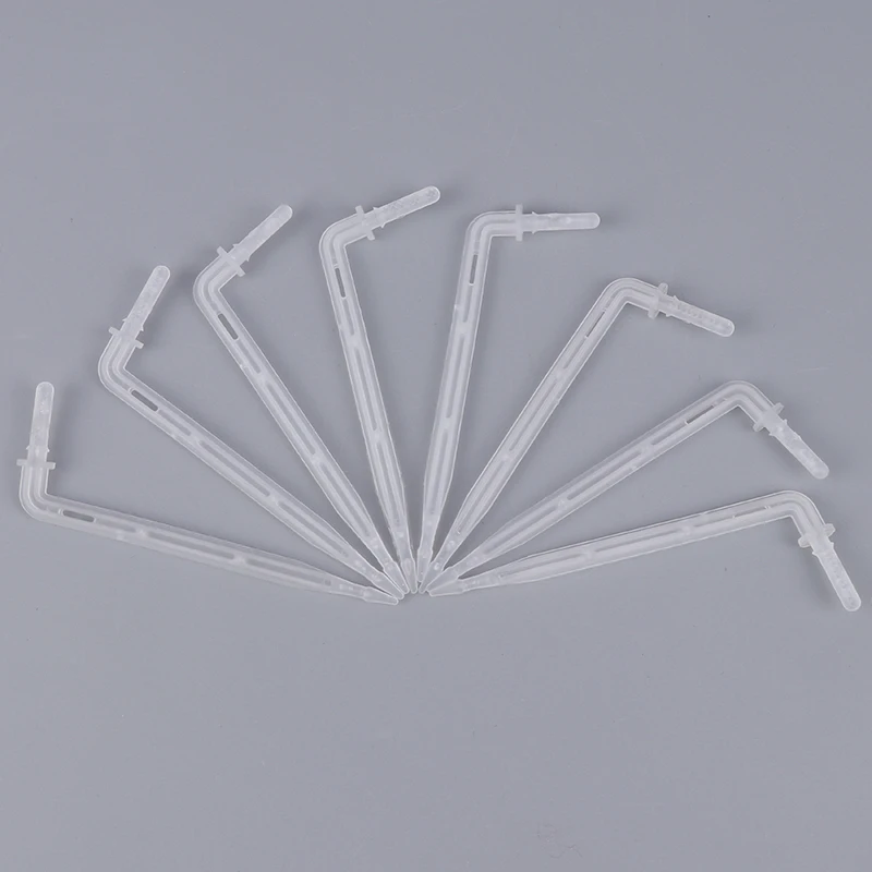 25PCS 4/7mm Transparent Elbow Arrow Drippers Bending 1/4'' Drop Emitter Garden Potted Irrigation Watering Tool Greenhouse