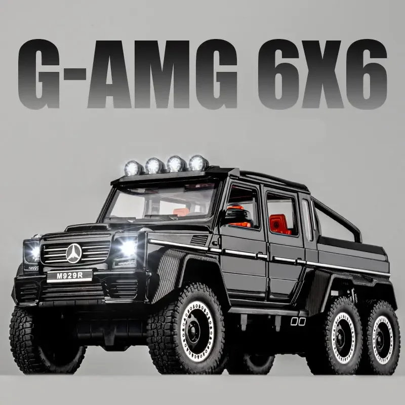 

1:20 G65 G63 6*6 Big Tire Alloy Car Model Diecast Metal Toy Off-Road Vehicles Car Model Sound and Light Simulation Children Gift