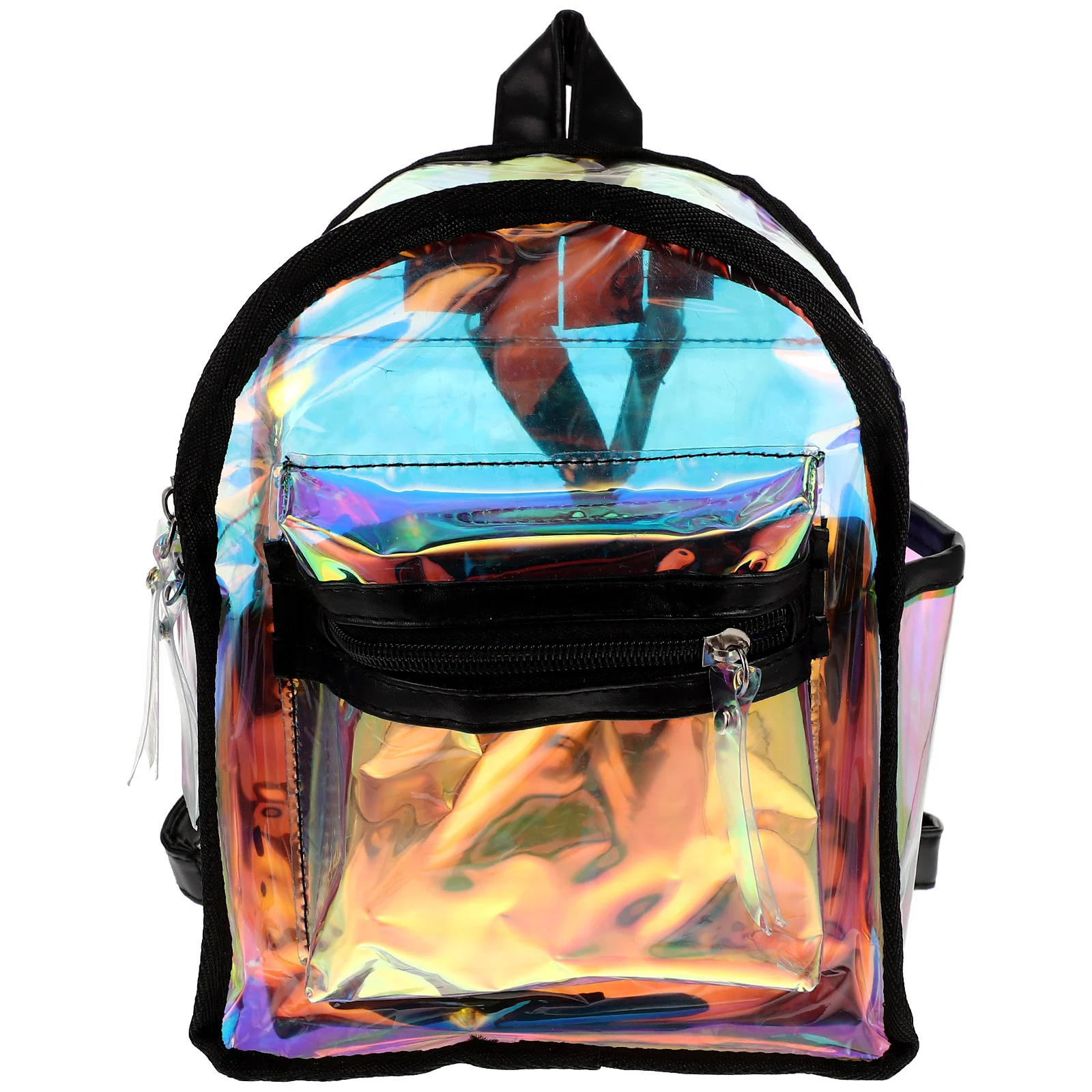 Dazzling Backpack Black Unique Design Light Weight Zipper Closure For Girls Casual Travel Camping Shopping Short Trip Bag