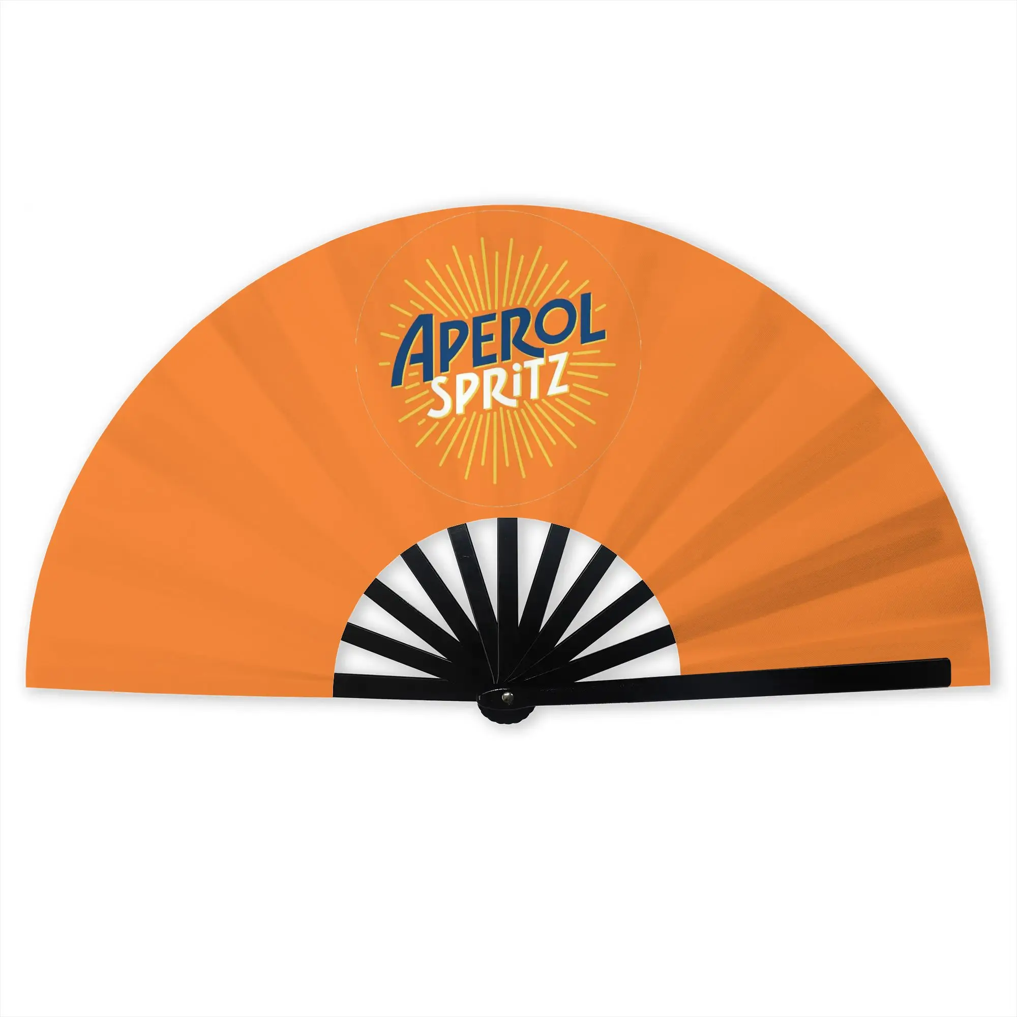 Customized A-Aperols Spritz Portable Pocket Fan Travel  Polyester Folding Fan Chinese Dance Handheld Cooling Fans